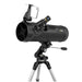 National Geographic 114mm Reflector Telescope with APP in Black Body Front Profile with Eyepiece and Smartphone