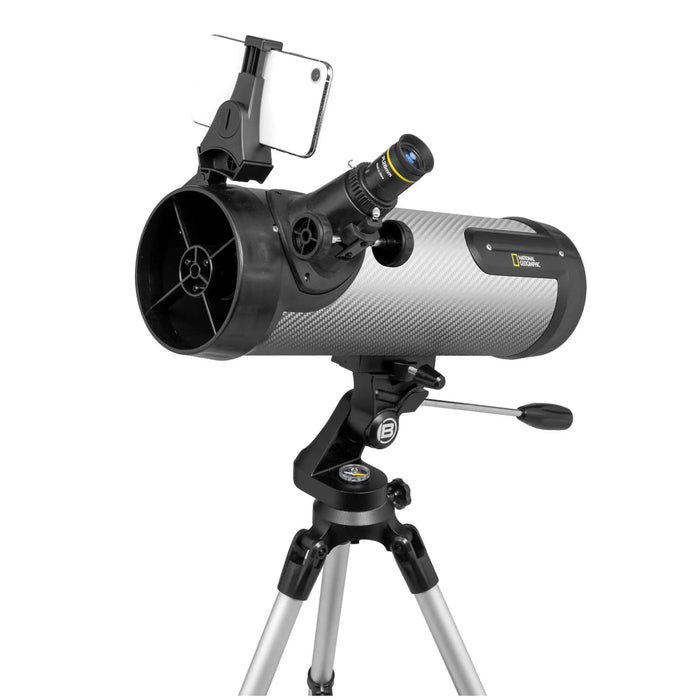 National Geographic 114mm Reflector Telescope with APP in Silver Body Front Profile