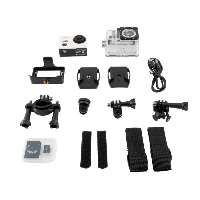 National Geographic 4K Action Camera with WiFi Included Accessories