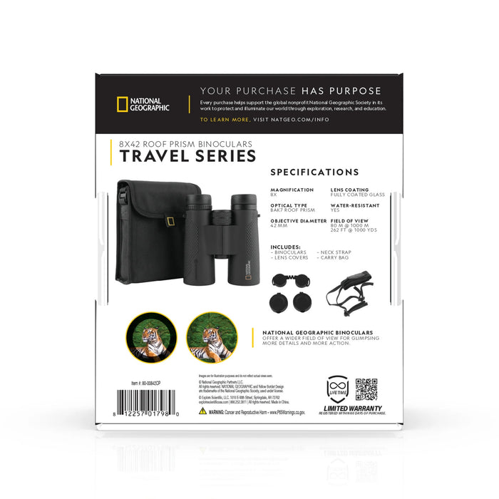 National Geographic 8x42mm Binoculars Box Back Profile