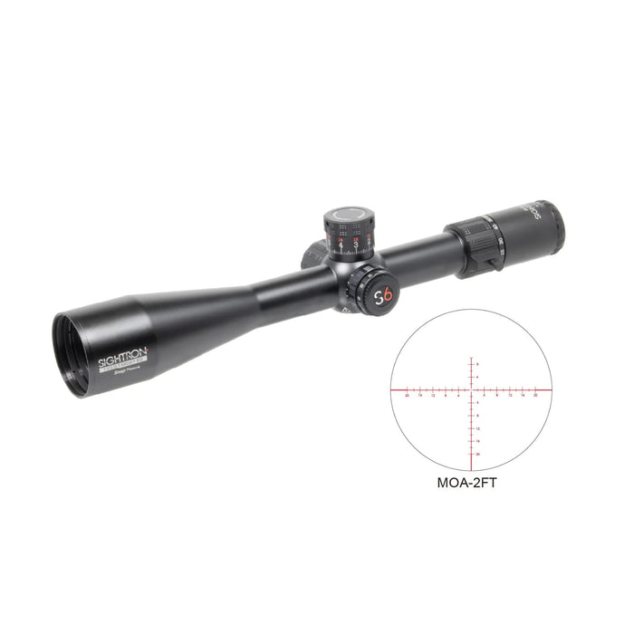 Sightron S6 10-60x56mm ED FT MOA-2FT Snap Focus Riflescope - and MOA-2FT Reticle