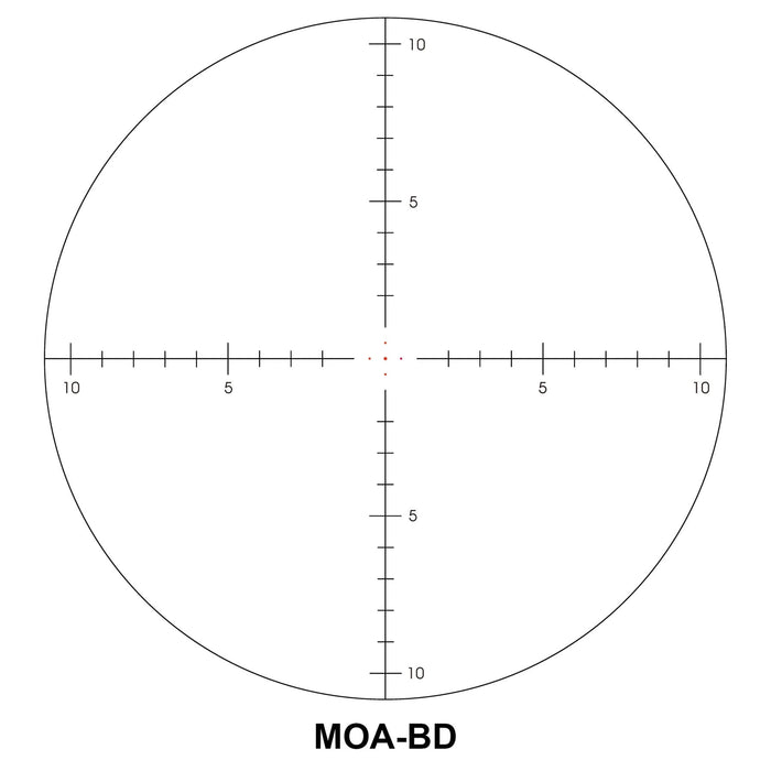 Sightron S6 10-60x56mm ED MOA-BD Bench Rest Riflescope - MOA-BD Bench Rest Reticle Diagram with Fine Crosshairs and Bracket Dot Markings