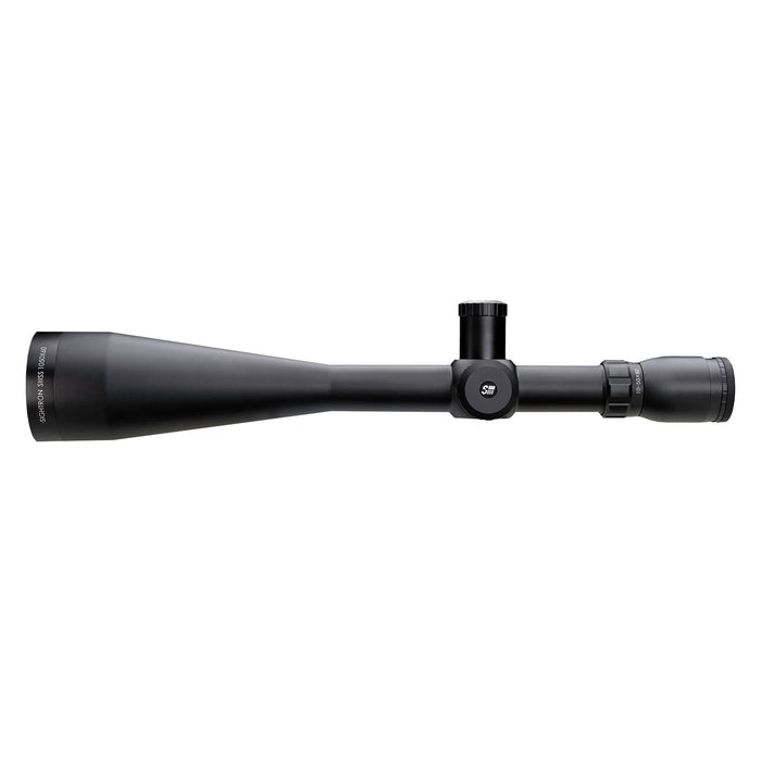 Sightron SIII 10-50x60mm SFP FCH Long Range Riflescope - Full Side Profile Showing The 10-50x Magnification Riflescope, 30mm Main Tube, Objective Bell, And Rear Eyepiece