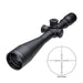 Sightron SIII 8-32x56mm SFP MOA-2 Long Range Riflescope - Angled Product View Showing The 56mm Objective Lens, Tactical Adjustment Turrets, And MOA-2 Reticle Diagram Inset