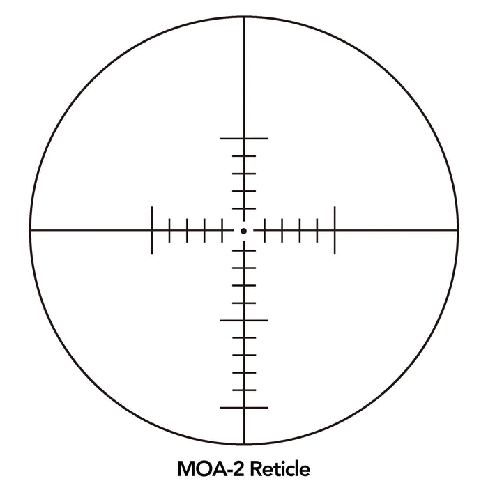 Sightron SIII 8-32x56mm SFP MOA-2 Long Range Riflescope - MOA-2 Second Focal Plane Reticle Diagram Showing Fine Crosshairs With Horizontal And Vertical MOA Hash Marks