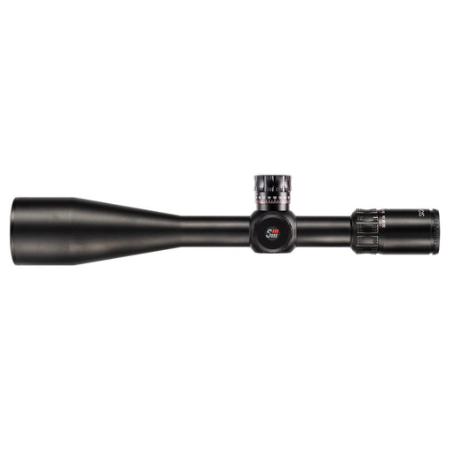 Sightron SIII PLR 8-32x56mm IR MH-5 Zero Stop Riflescope - Full Side Profile Showing the Objective Bell, Central Adjustment Turrets and Rear Eyepiece