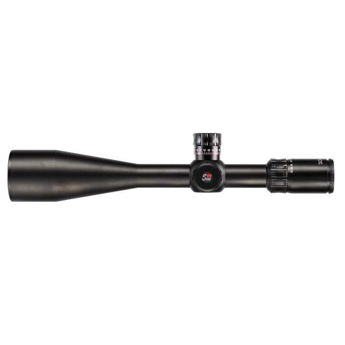 Sightron SIII PLR 8-32x56mm IR MOA-2 Zero Stop Riflescope - Full Side Profile Showing the Objective Bell, Central Adjustment Turret and Rear Eyepiece