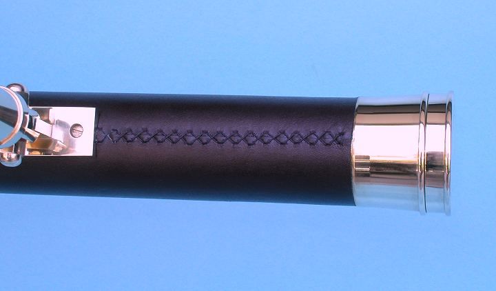 Stanley London 19-Inch Engravable Leather Sheathed Brass Desktop Harbormaster Telescope Body