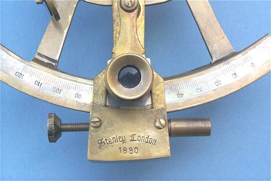 Stanley London 4-Inch Brass Sextant with Antique Finish Magnifier with Engraved Name and Year