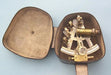 Stanley London Antique Patina 4-Inch Brass Sextant Inside the Leather Case