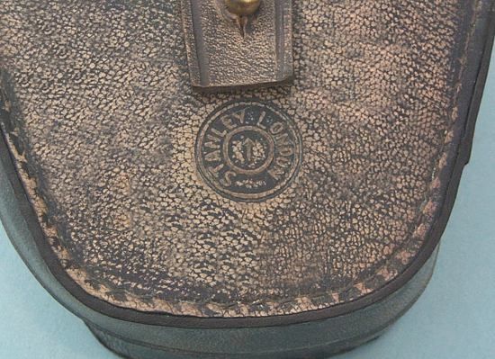 Stanley London Antique Patina 4-Inch Brass Sextant Leather Case Embossed Logo