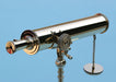Stanley London Engravable 10-inch Victorian Polished Brass Desk Telescope Rack and Pinion Focuser Side Knob