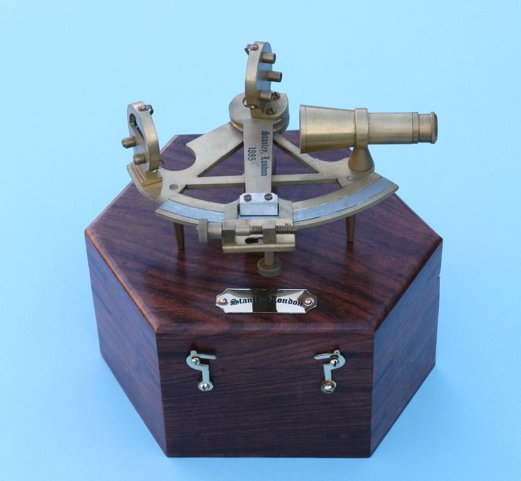 Stanley London Engravable Brass Sounding Sextant with Hardwood Case