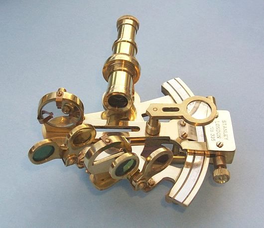 Stanley London Polished 4-Inch Brass Sextant Body 4 Swing Arm Filters