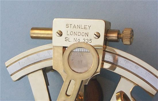 Stanley London Polished 4-Inch Brass Sextant Body Magnifier with Engraved Name and Serial