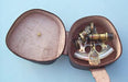 Stanley London Premium 3-Inch Antique Brass Sextant inside the Leather Case Body 