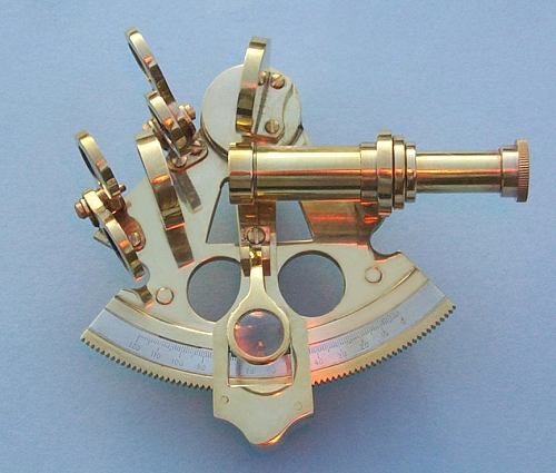 Stanley London Premium 3-Inch Polished Brass Sextant with Leather Case
