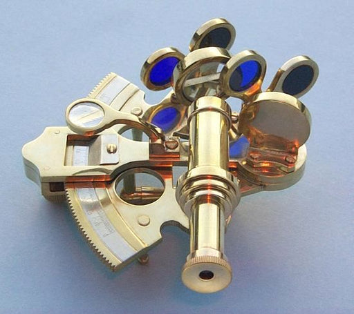 Stanley London Premium 3-Inch Polished Brass Sextant with Leather Case Body Gear and Eyepiece