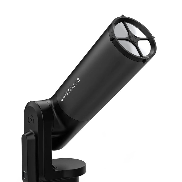 Unistellar Smart Solar Filter Attached to Telescope Pointing Upward