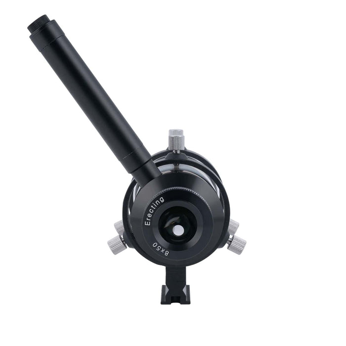 VFEI0850-01_StraightVF_3_202aExplore Scientific 8x50mm Straight Through Illuminated Finder Scope with Bracket and Battery Life Illuminator II Body Rear Profile