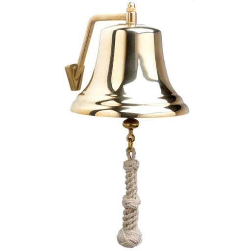 Weems & Plath 8-Inch Brass Bell with White Monkey's Fist Lanyard