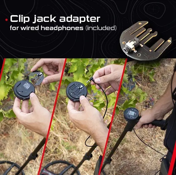XP Deus II with 11-Inch Multi-Frequency Coil and WS6 Wireless Headphones Clip Jack Adapter
