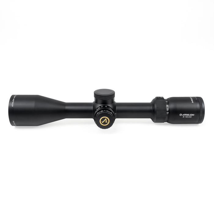 Athlon Optics Argos HMR 2-12x42mm AHMC SFP MOA Riflescope Left Side Profile of Body