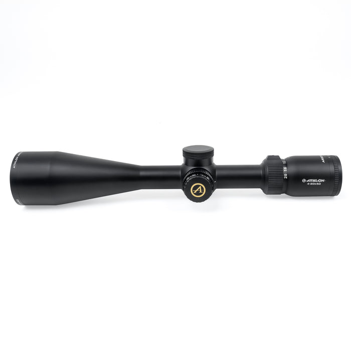 Athlon Optics Argos HMR 4-20x50mm AHMC SFP MOA Riflescope Left Side Profile of Body  