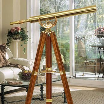 Barska 32x80mm Anchormaster Classic Brass Telescope with Mahogany Tripod Mounted