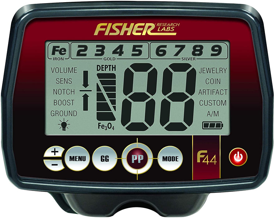Fisher F44 Ultimate Weatherproof All Purpose Metal Detector with 11-Inch DD Coil Control Housing