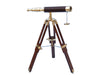 Hampton Nautical 30-Inch Floor Standing Harbormaster Brass/Leather Telescope