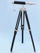 Hampton Nautical 30-Inch Floor Standing Harbormaster Chrome - Leather Telescope Mounted on Tripod Side Profile Left