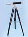 Hampton Nautical 30-Inch Floor Standing Harbormaster Chrome - Leather Telescope Mounted on Tripod Side Profile Right