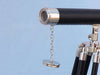 Hampton Nautical 30-Inch Floor Standing Harbormaster Chrome - Leather Telescope Objective Lens and Cap