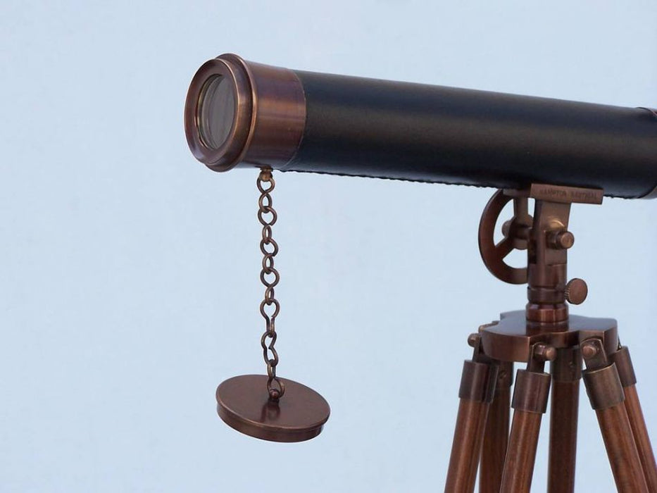 Hampton Nautical 50-Inch Floor Standing Antique Copper with Leather Griffith Astro Telescope Body Objective Lens and Cap