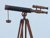 Hampton Nautical 50-Inch Floor Standing Antique Copper with Leather Griffith Astro Telescope Body Side Profile Left