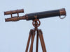 Hampton Nautical 50-Inch Floor Standing Antique Copper with Leather Griffith Astro Telescope Body on Tripod with Lens Cap
