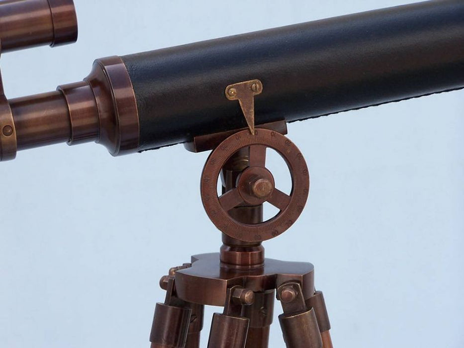 Hampton Nautical 50-Inch Floor Standing Antique Copper with Leather Griffith Astro Telescope Tripod Body with Scale Dial
