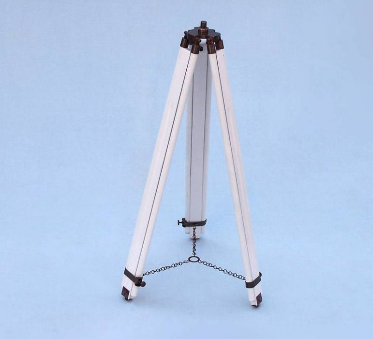 Hampton Nautical 50-Inch Floor Standing Antique Copper with White Leather Anchormaster Telescope Tripod Legs with Chain
