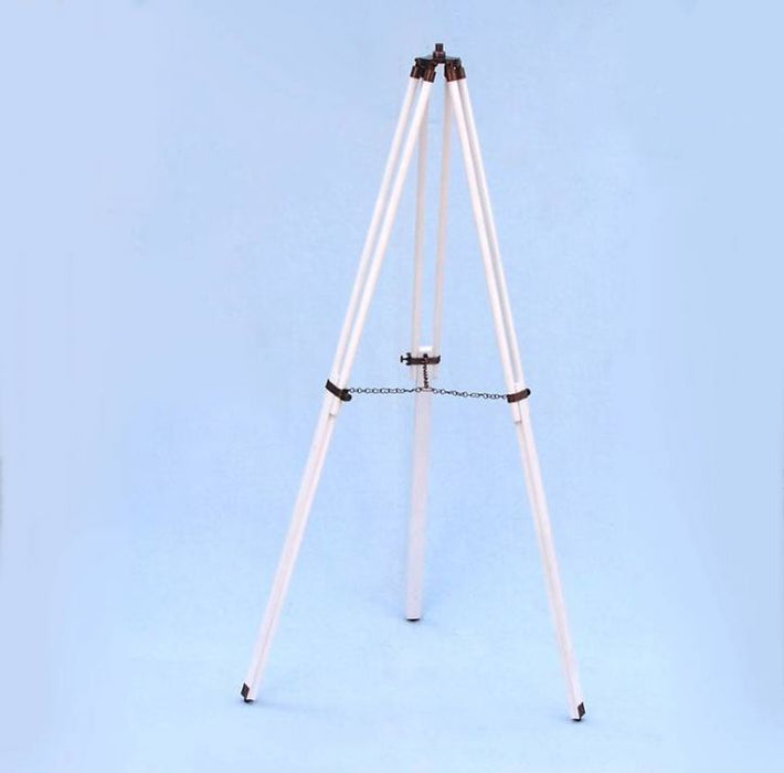 Hampton Nautical 50-Inch Floor Standing Antique Copper with White Leather Anchormaster Telescope Tripod with Extended Legs