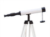 Hampton Nautical 50-Inch Floor Standing Bronze with White Leather Harbor Master Telescope