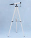 Hampton Nautical 50-Inch Floor Standing Bronze with White Leather Harbor Master Telescope Mounted on Tripod with Extended Legs
