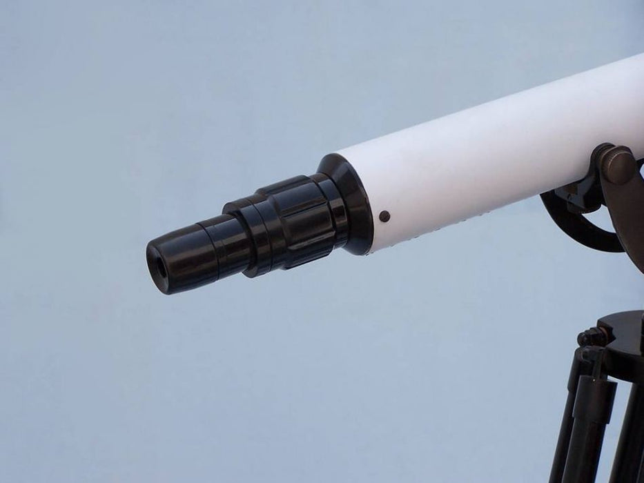 Hampton Nautical 50-Inch Floor Standing Oil-Rubbed Bronze White Leather with Black Stand Anchormaster Telescope Body Eyepiece