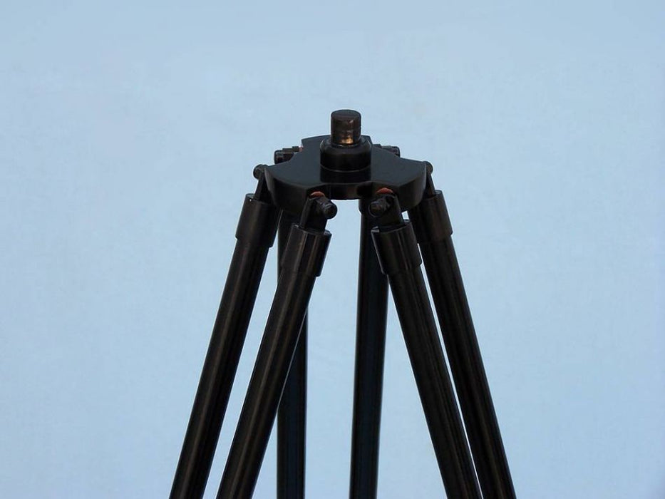 Hampton Nautical 50-Inch Floor Standing Oil-Rubbed Bronze White Leather with Black Stand Anchormaster Telescope Tripod Base