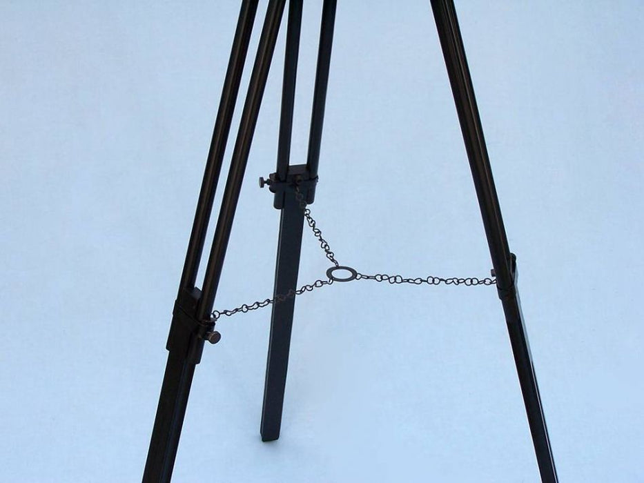 Hampton Nautical 50-Inch Floor Standing Oil-Rubbed Bronze White Leather with Black Stand Anchormaster Telescope Tripod Leg Chain