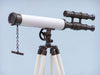 Hampton Nautical 50-Inch Floor Standing Oil Rubbed Bronze with White Leather Griffith Astro Telescope Body