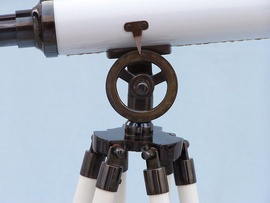 Hampton Nautical 50-Inch Floor Standing Oil Rubbed Bronze with White Leather Griffith Astro Telescope Tripod Dial