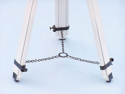 Hampton Nautical 50-Inch Floor Standing Oil Rubbed Bronze with White Leather Griffith Astro Telescope Tripod Leg Chain