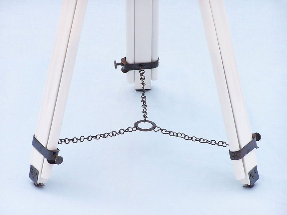 Hampton Nautical 50-Inch Floor Standing Oil Rubbed Bronze with White Leather Griffith Astro Telescope Tripod Leg Chain