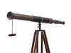Hampton Nautical 60-Inch Admirals Floor Standing Antique Copper with Leather Telescope
